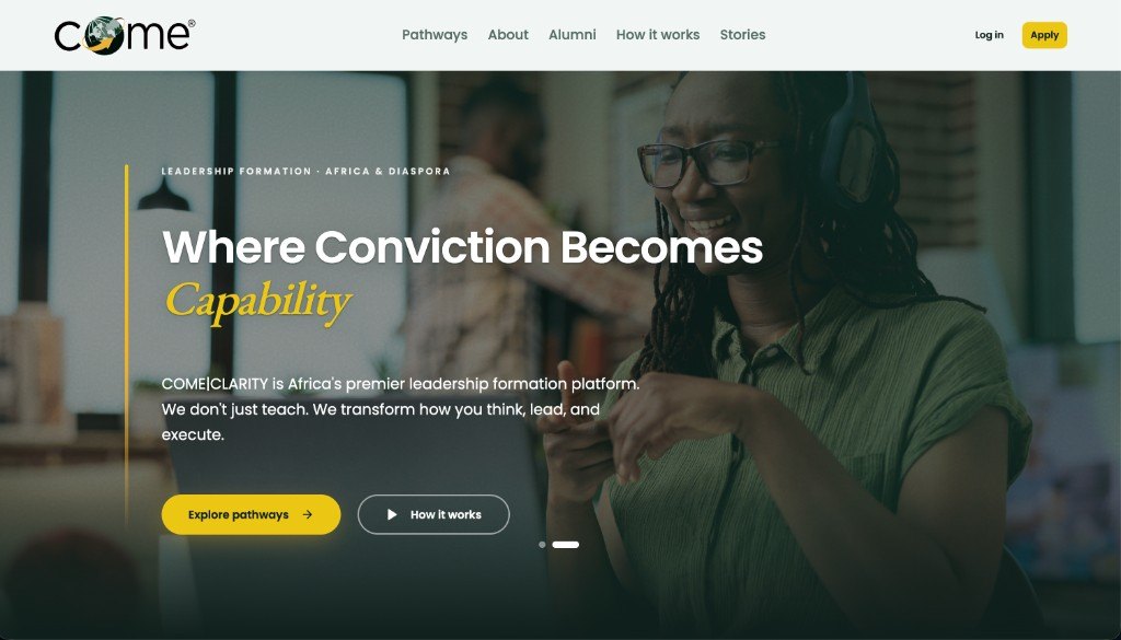 COME|CLARITY on screen