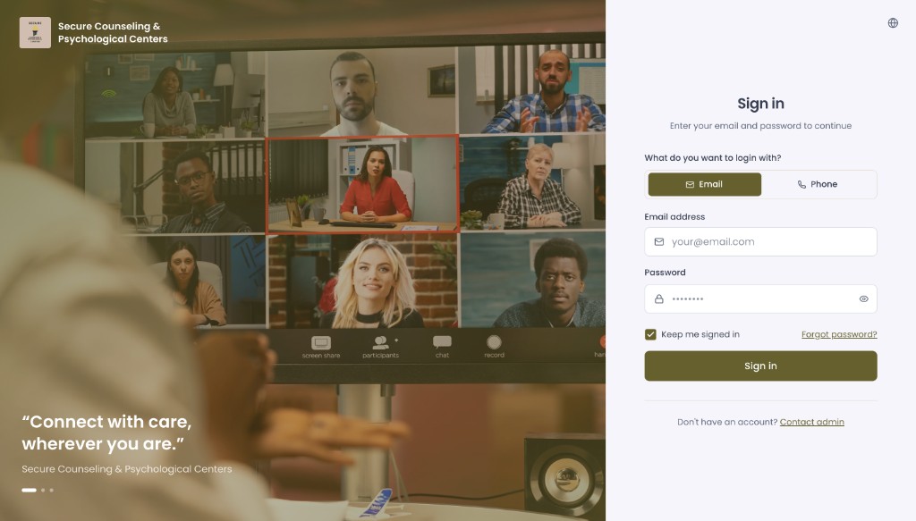 Secure Counseling & Psychological Centers on screen