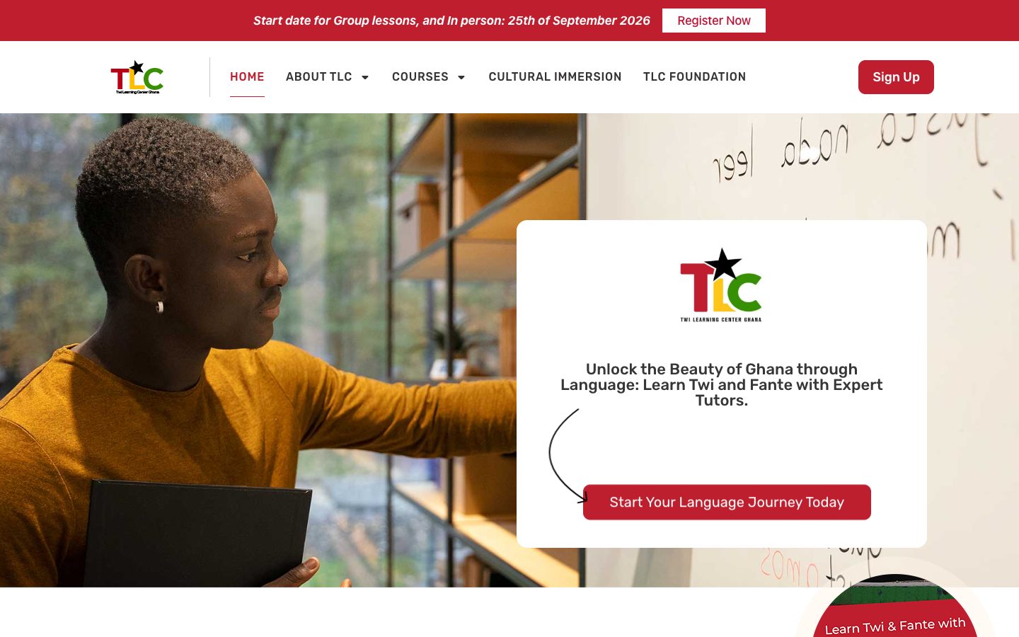 Twi Learning Center Ghana on screen